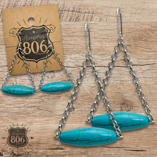 Western turquoise tube bead earring