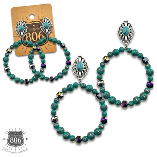 Western style beaded circle earring