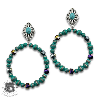 Western style beaded circle earring