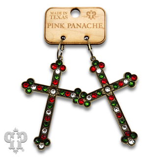 Cross earrings with Christmas crystals from Swarovski®