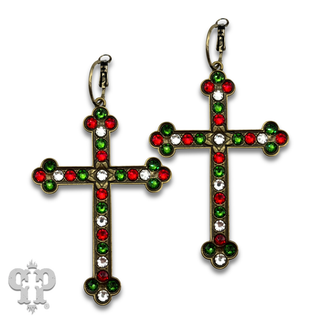 Cross earrings with Christmas crystals from Swarovski®