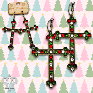 Cross earrings with Christmas crystals from Swarovski®