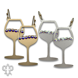 Wine glass earrings with crystals from Swarovski®