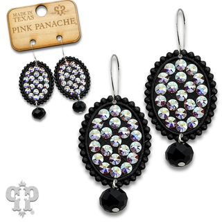 Black oval earrings with crystals from Swarovski®