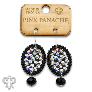 Black oval earrings with crystals from Swarovski®