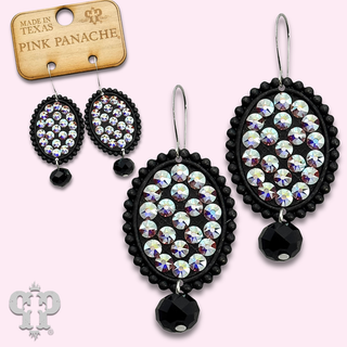 Black oval earrings with crystals from Swarovski®