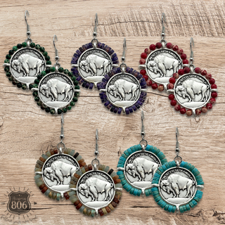Western buffalo coin earring
