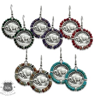 Western buffalo coin earring