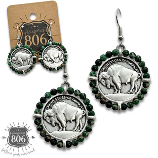 Western buffalo coin earring