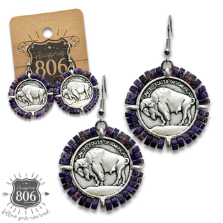 Western buffalo coin earring