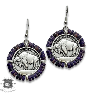 Western buffalo coin earring