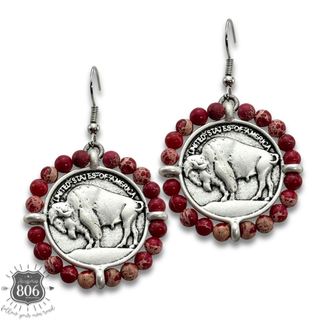 Western buffalo coin earring
