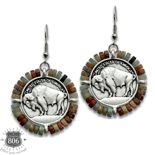 Western buffalo coin earring