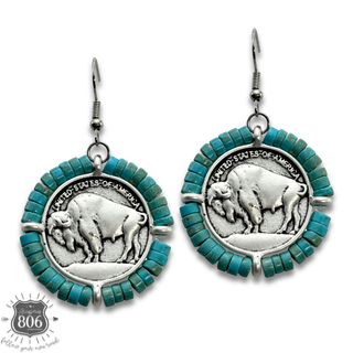 Western buffalo coin earring
