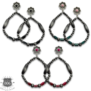 Western teardrop burnished bead earring