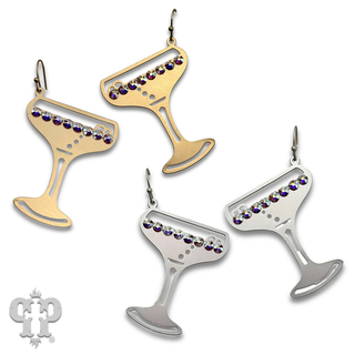 Champagne glass earrings with crystals from Swarovski®