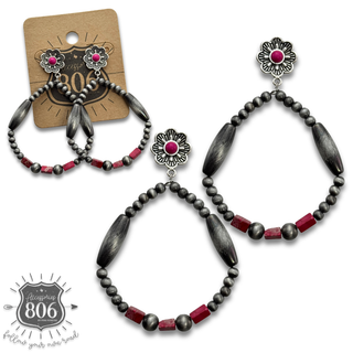 Western teardrop burnished bead earring