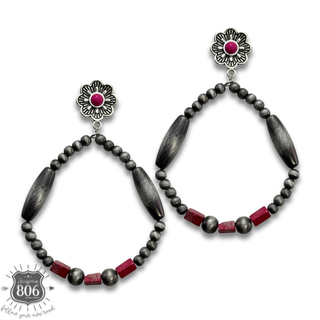 Western teardrop burnished bead earring