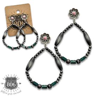 Western teardrop burnished bead earring