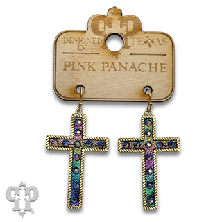 Gold cross earrings with crystals from Swarovski®