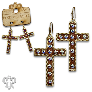 Gold cross earrings with crystals from Swarovski®