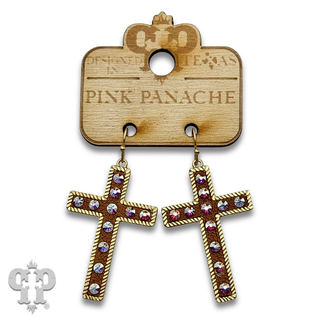 Gold cross earrings with crystals from Swarovski®