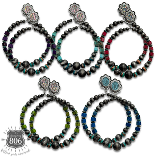 Stone and western pearl bead earring
