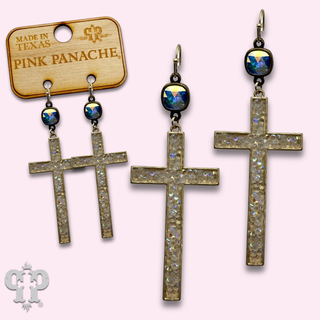 Crushed crystal cross earring with crystals from Swarovski®
