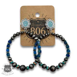 Stone and western pearl bead earring