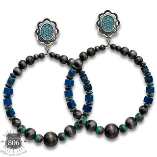 Stone and western pearl bead earring