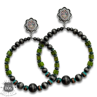 Stone and western pearl bead earring