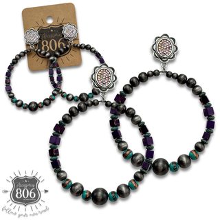 Stone and western pearl bead earring