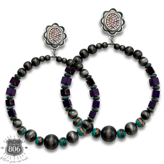 Stone and western pearl bead earring