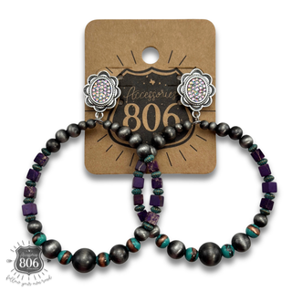Stone and western pearl bead earring
