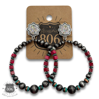 Stone and western pearl bead earring