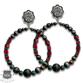 Stone and western pearl bead earring
