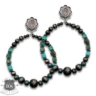 Stone and western pearl bead earring