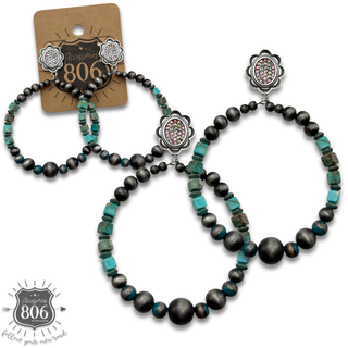 Stone and western pearl bead earring