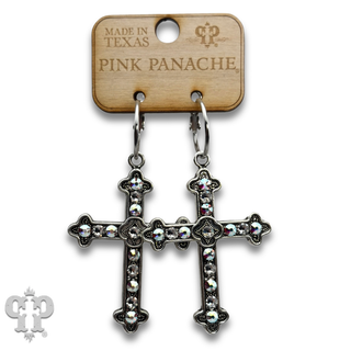 Silver cross earring with crystals from Swarovski®