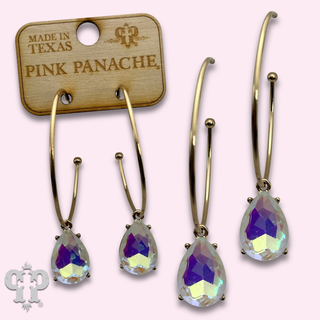 Rhinestone teardrop charm earring