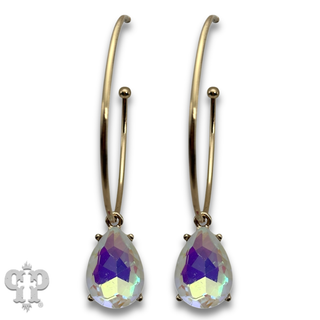 Rhinestone teardrop charm earring