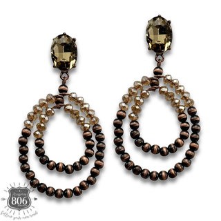 Canyon pearl and rhinestone teardrop earrings