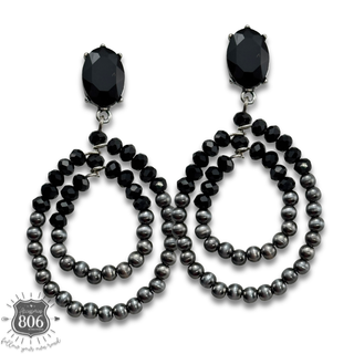Canyon pearl and rhinestone teardrop earrings
