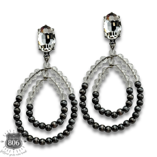 Canyon pearl and rhinestone teardrop earrings