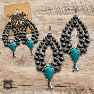 Navajo pearl squash blossom teardrop earrings