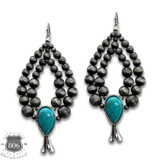 Navajo pearl squash blossom teardrop earrings