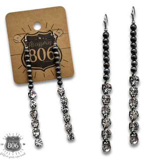 Navajo pearl and rhinestone drop earrings