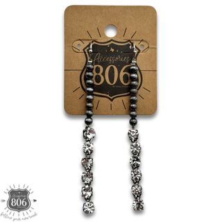 Navajo pearl and rhinestone drop earrings