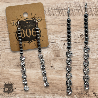 Navajo pearl and rhinestone drop earrings