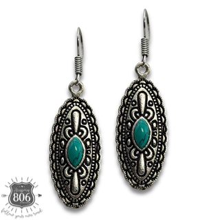 Western silver oval concho earrings
